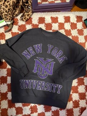 New York University Dark Grey & Purple Crewneck Sweatshirt
